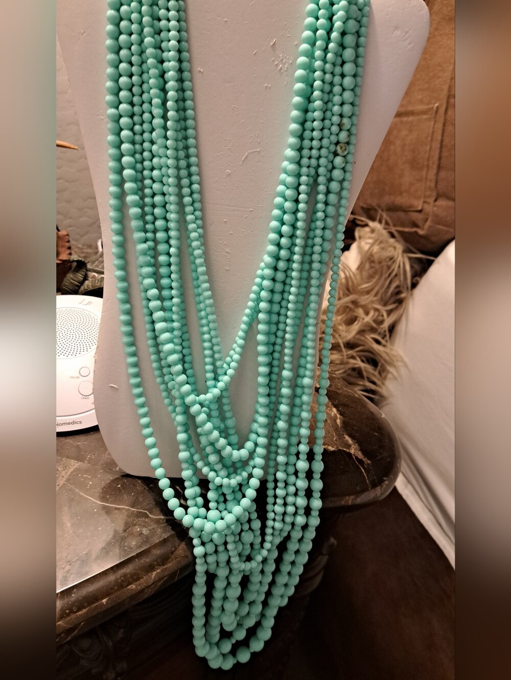 Turquoise Multi-Strand Beaded Necklace - Unbranded